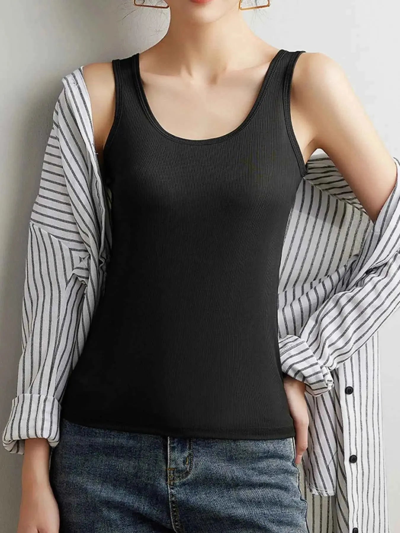Plus Size Ribbed Scoop Neck Tank Top