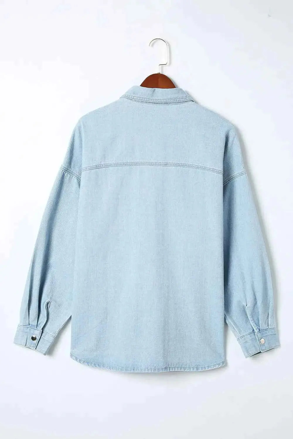 Plus Size Snap Down Pocketed Denim Jacket