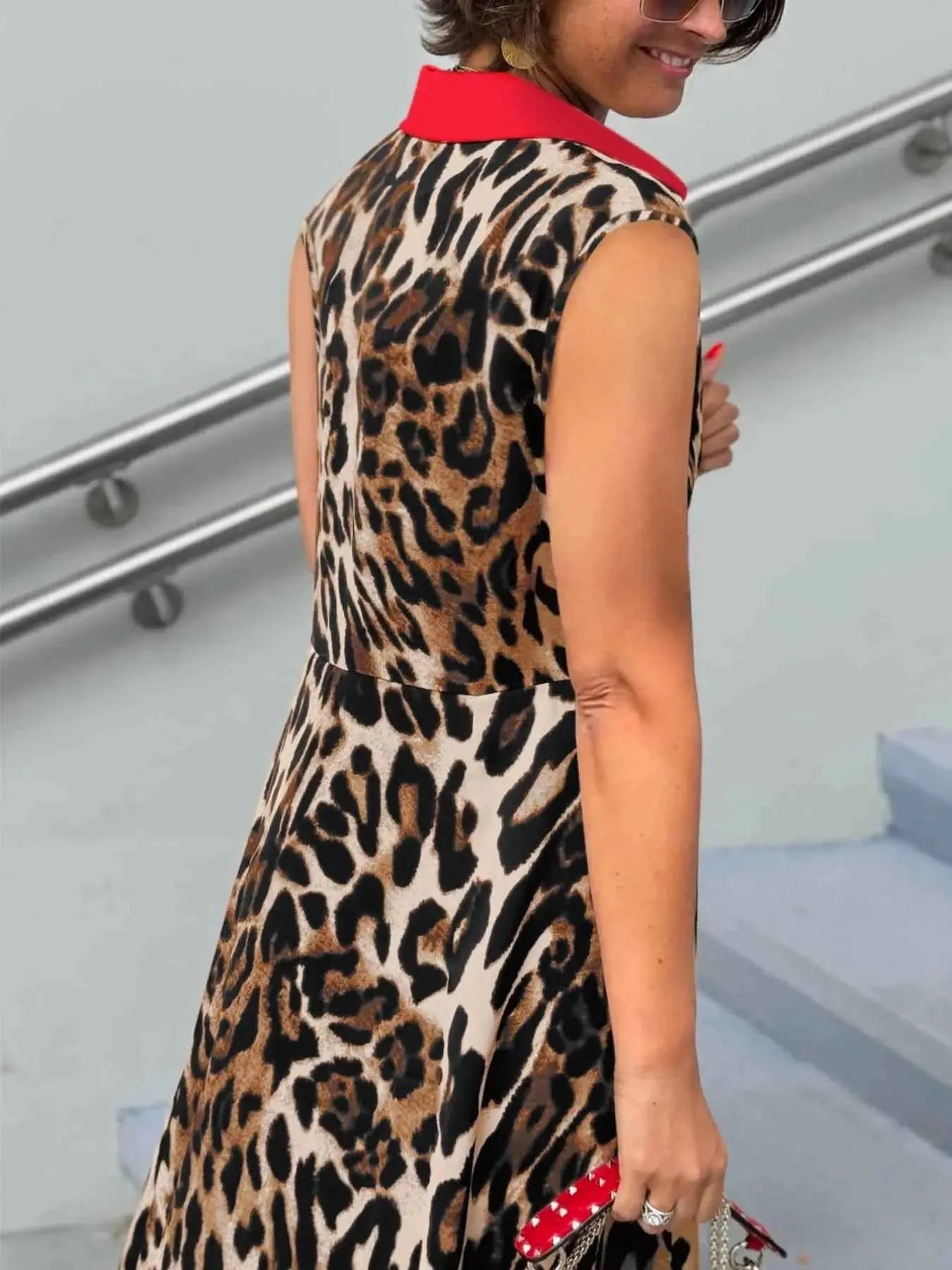 Plus Size Leopard Print Sleeveless Maxi Dress