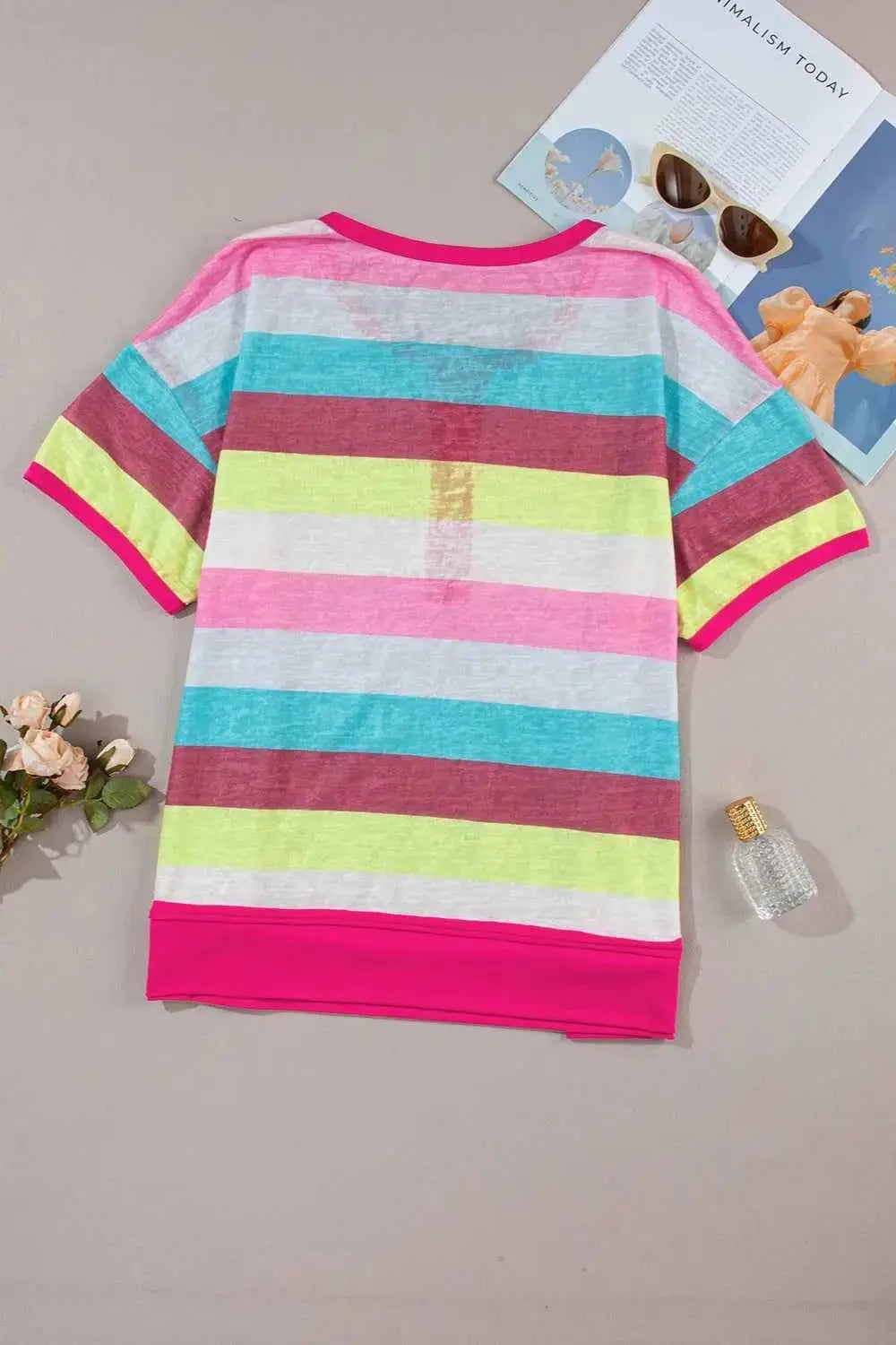 Plus Size Color Block Round Neck Short Sleeve T-Shirt
