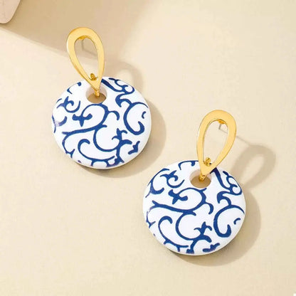 18K Gold-Plated Ceramics Dangle Earrings