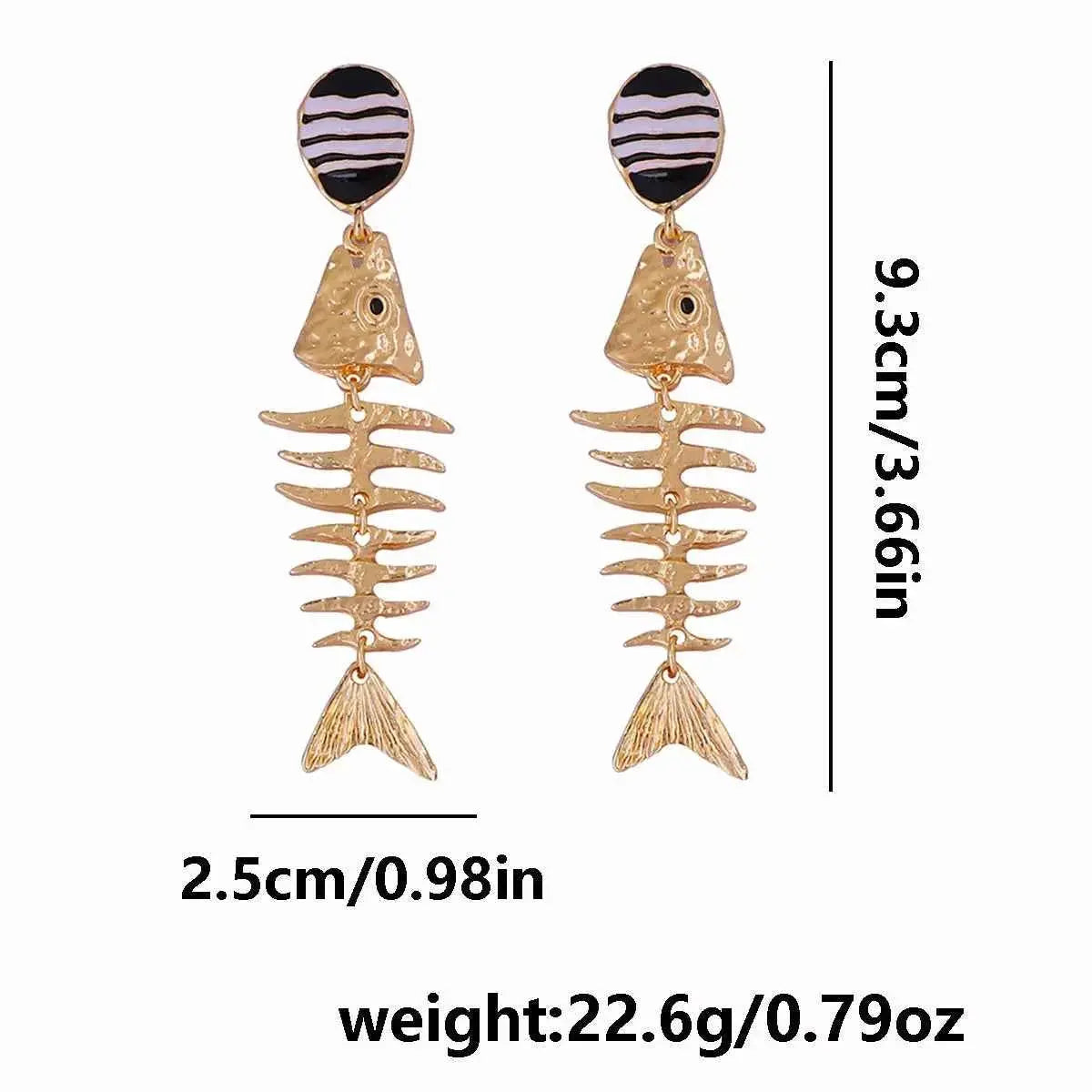 Striped Fishbone Drop Earrings