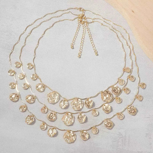 3-Piece 18K Gold-Plated Zinc Alloy Necklace