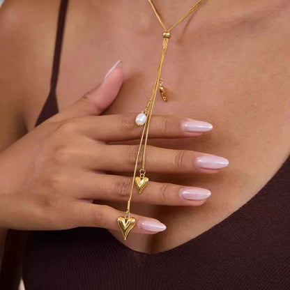 18K Gold-Plated Double Layered Heart Necklace