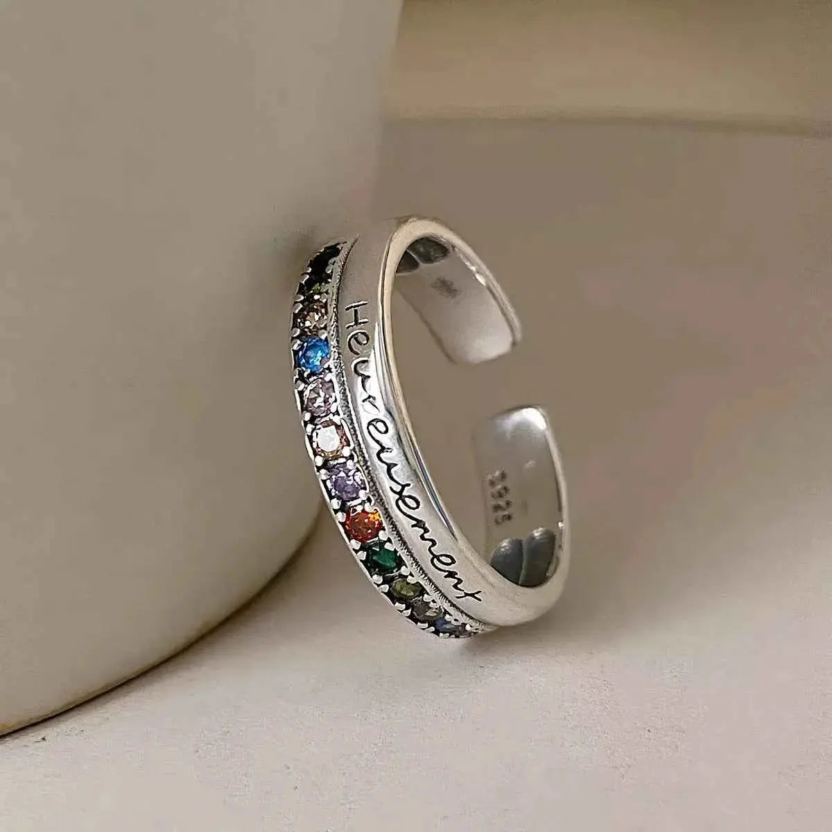 925 Sterling Silver Rhinestone Open Ring