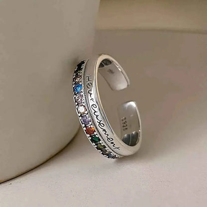 925 Sterling Silver Rhinestone Open Ring