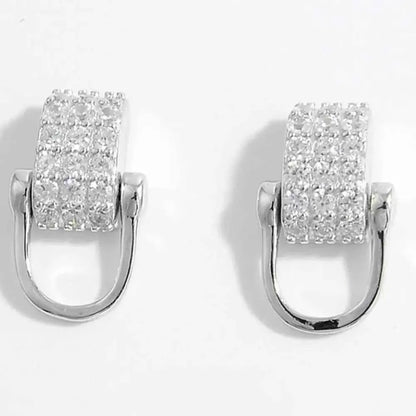 925 Sterling Silver Inlaid Zircon Earrings