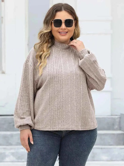 Plus Size Mock Neck Long Sleeve Knit Top
