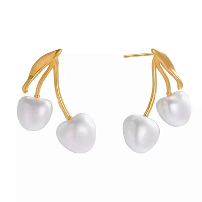 18K Gold-Plated Pearl Cherry Earrings