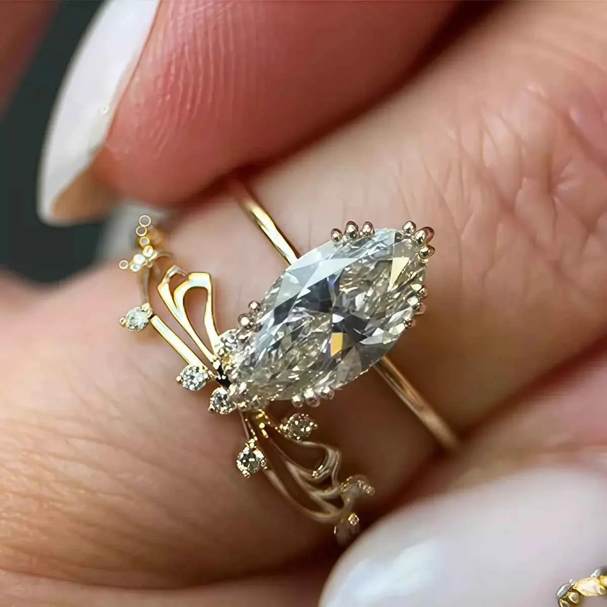 2 Piece 2 Carat Moissanite 925 Sterling Silver Zircon Ring