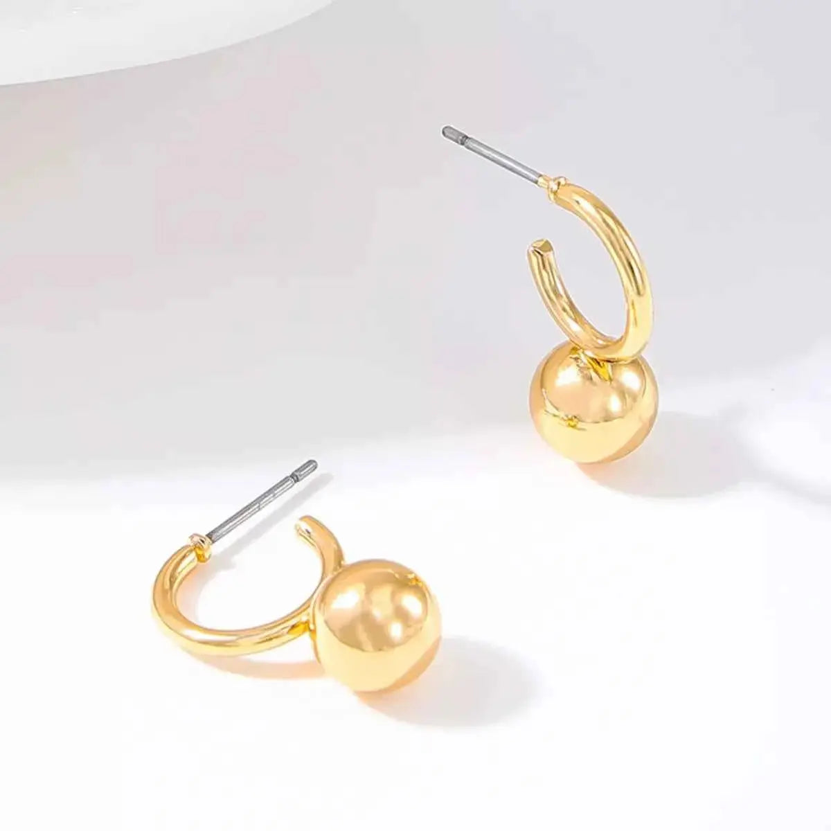 18K Gold-Plated Ball Hoop Earrings
