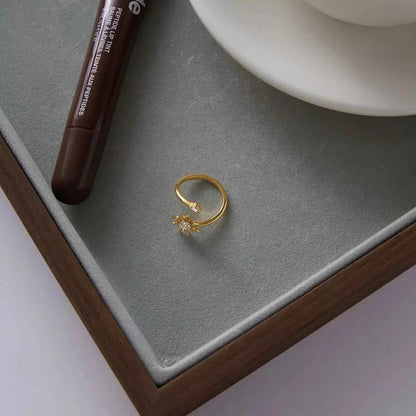 18K Gold-Plated Zircon Sun Bypass Ring