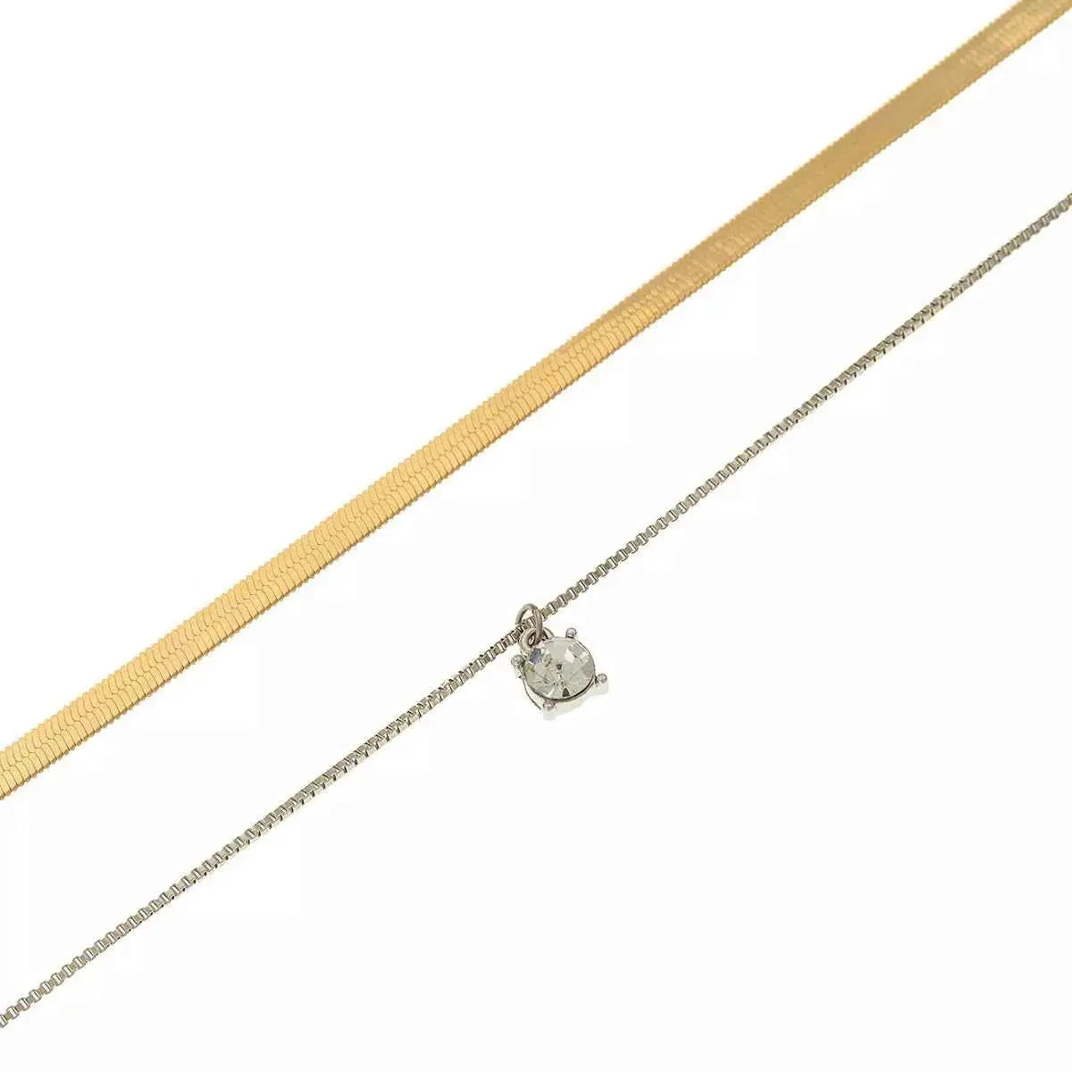 2 Piece Minimalist Design Chain Pendant Necklace