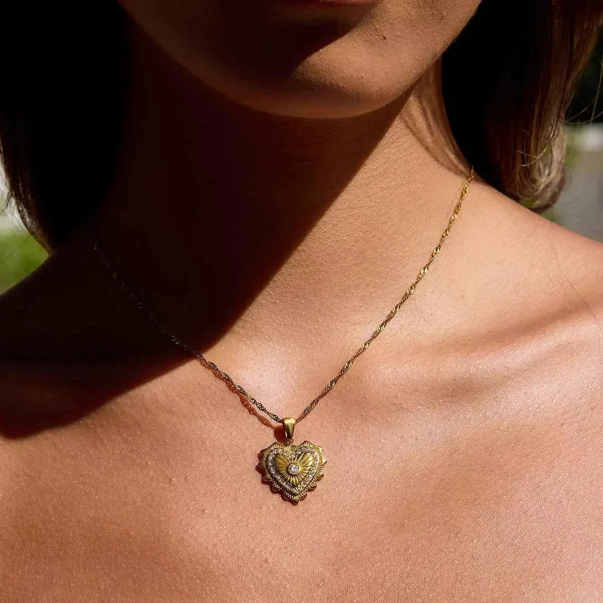 18K Gold-Plated Zircon Pendant Necklace