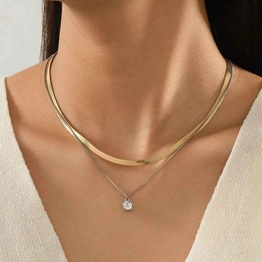 2 Piece Minimalist Design Chain Pendant Necklace