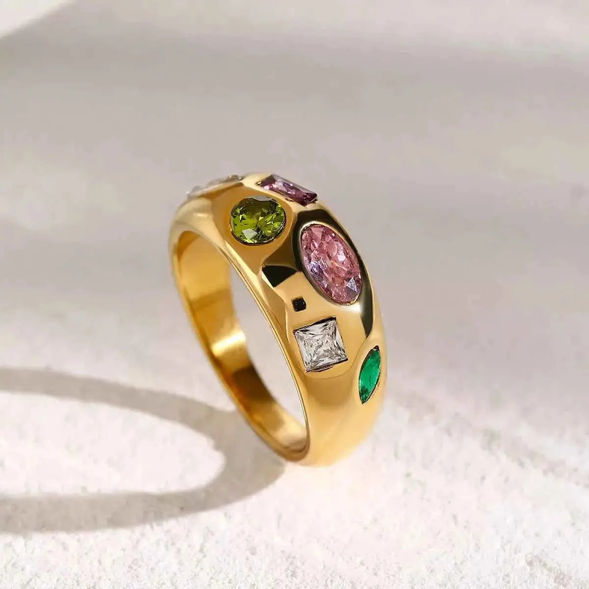 18K Gold-Plated Colorful Zircon Ring