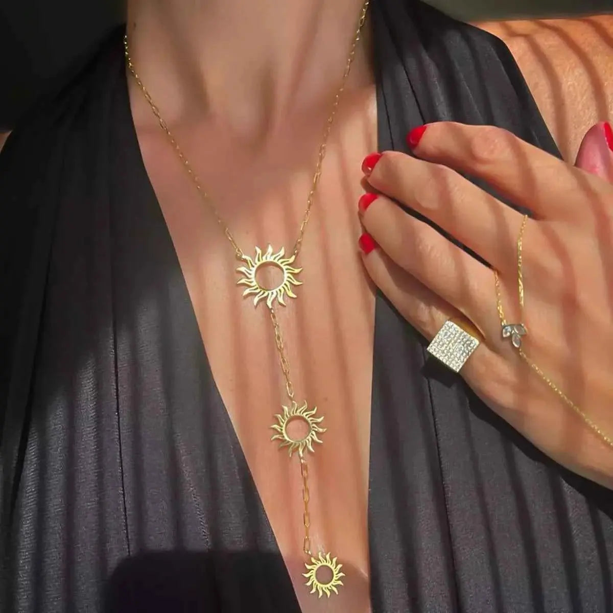 18K Gold-Plated Sun Pendant Necklace