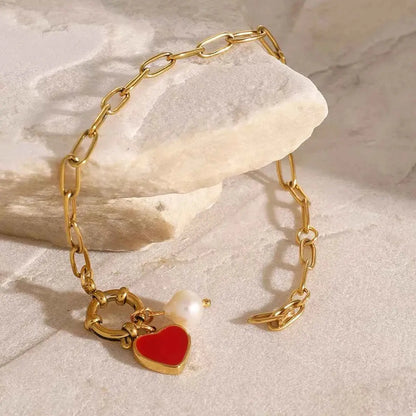18K Gold-Plated Heart Charm Bracelet