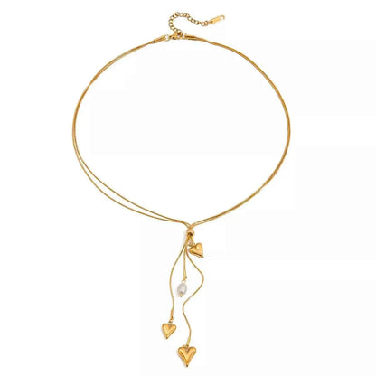 18K Gold-Plated Double Layered Heart Necklace