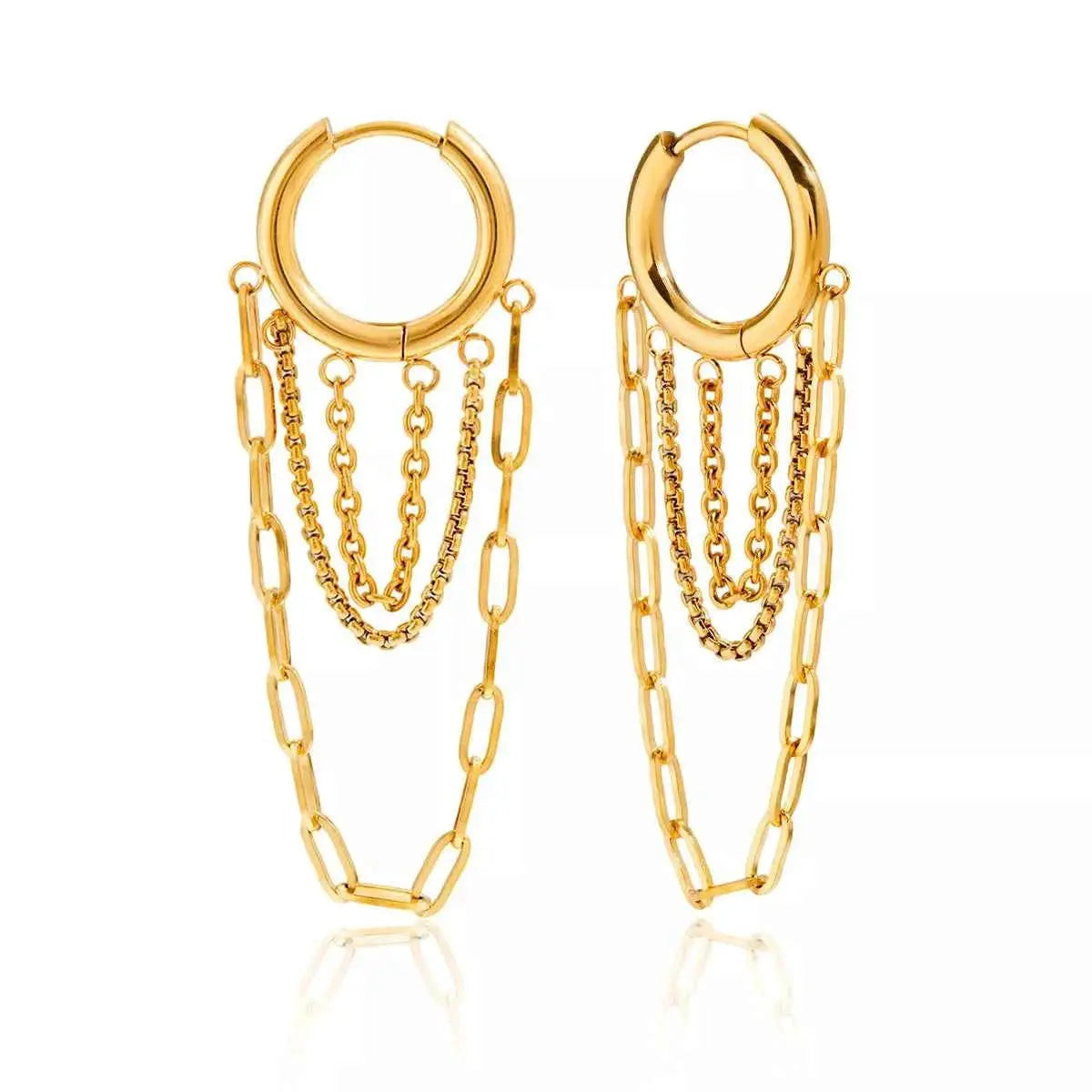 18K Gold-Plated Chain Hoop Earrings