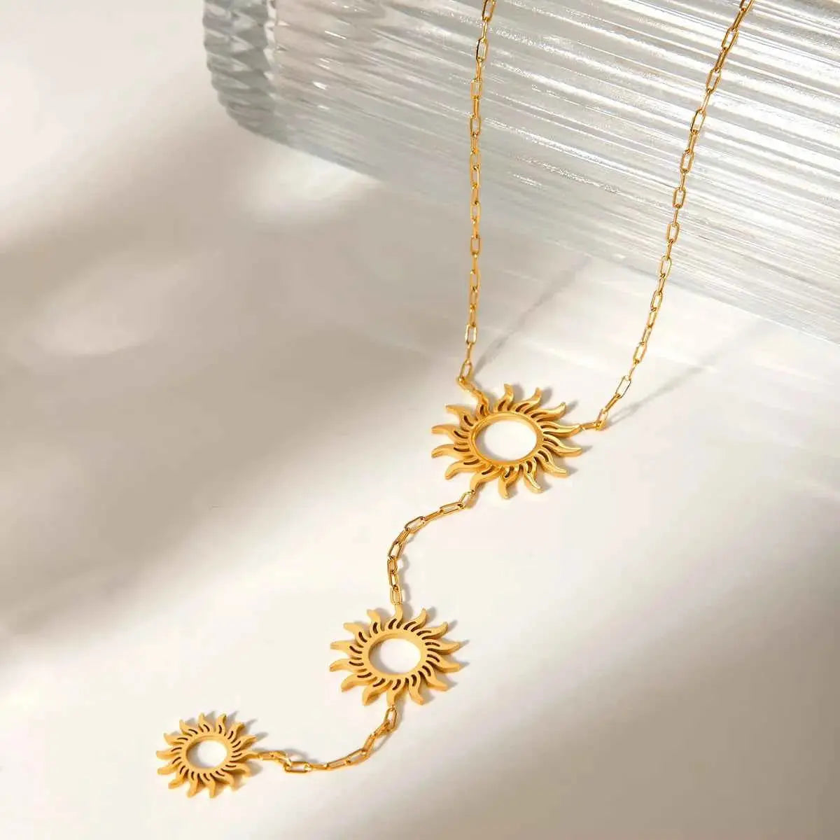 18K Gold-Plated Sun Pendant Necklace