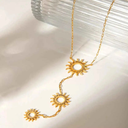 18K Gold-Plated Sun Pendant Necklace