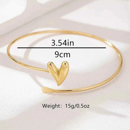 18K Gold-Plated Heart Adjustable Open Bracelet