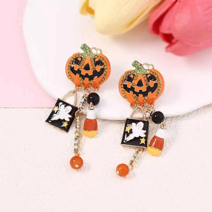 Halloween Pumpkin Ghost Dangle Earrings