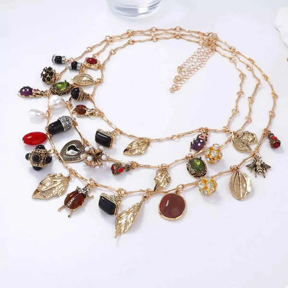 3-Piece 18K Gold-Plated Resin Gemstone Necklace