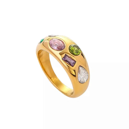 18K Gold-Plated Colorful Zircon Ring