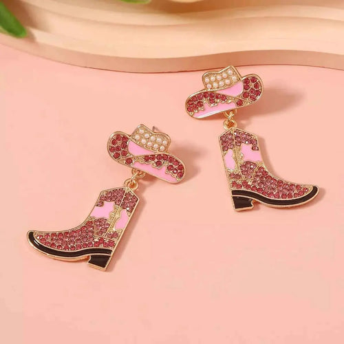 Rhinestone Boot Dangle Earrings