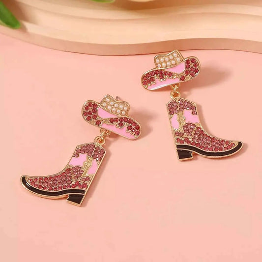 Rhinestone Boot Dangle Earrings