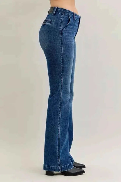 Judy Blue Full Size Mid Rise Bootcut Jeans with Welt Pockets Plus Size