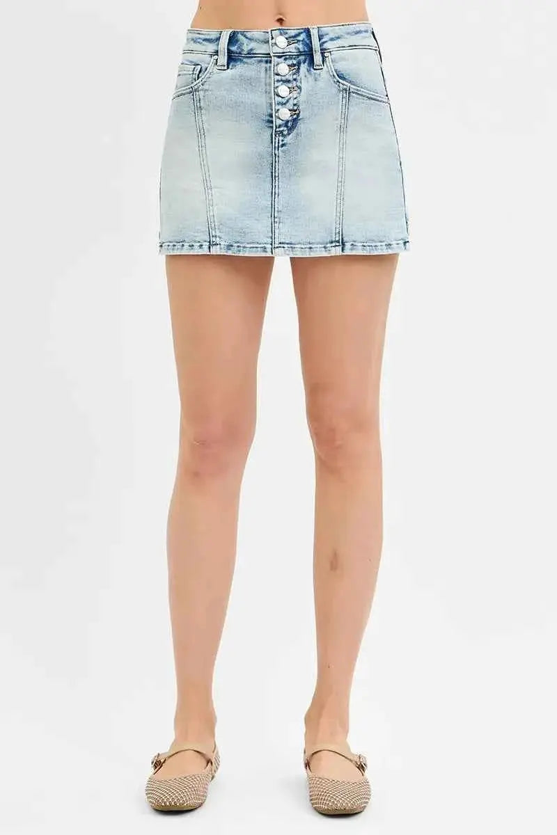 RISEN Full Size High Rise Button Down Skorts Plus Size