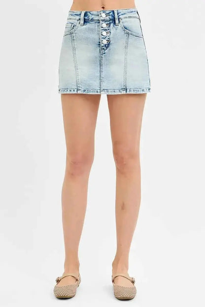 RISEN Full Size High Rise Button Down Skorts Plus Size