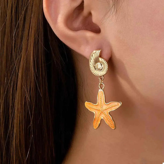 Ocean Shell Starfish Drop Earrings