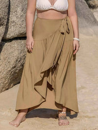 Plus Size High-Low Skirt with Tie Detail