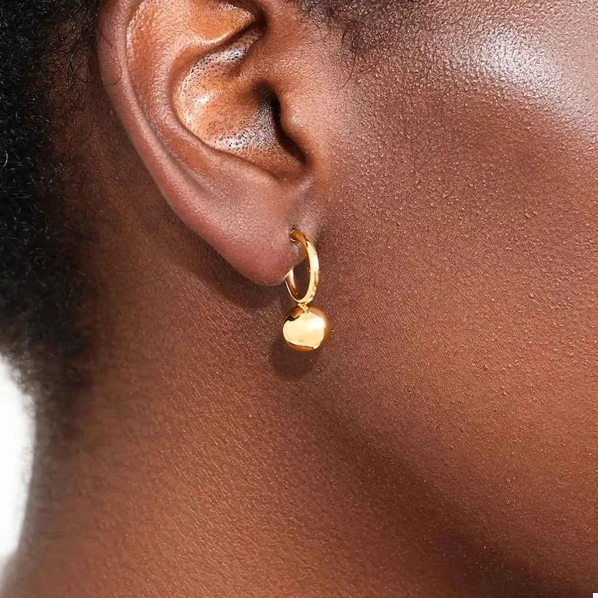 18K Gold-Plated Ball Hoop Earrings