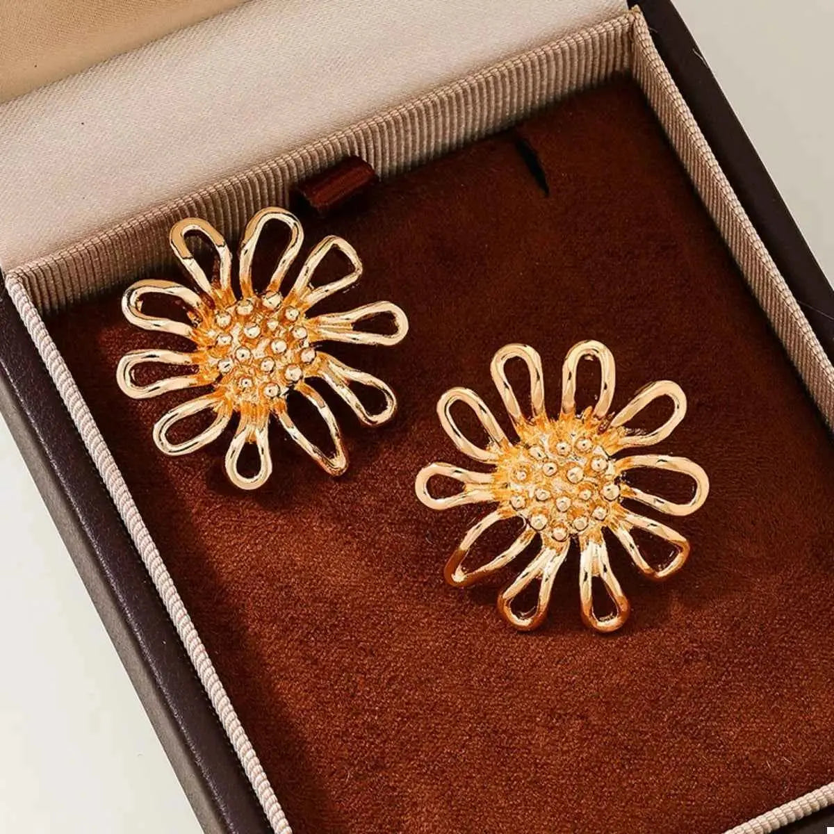 18K Gold-Plated Flower Stud Earrings
