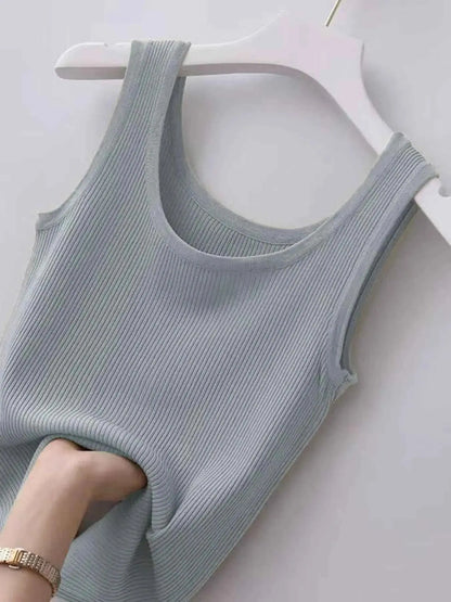 Plus Size Ribbed Knit Scoop Neck Tank Top