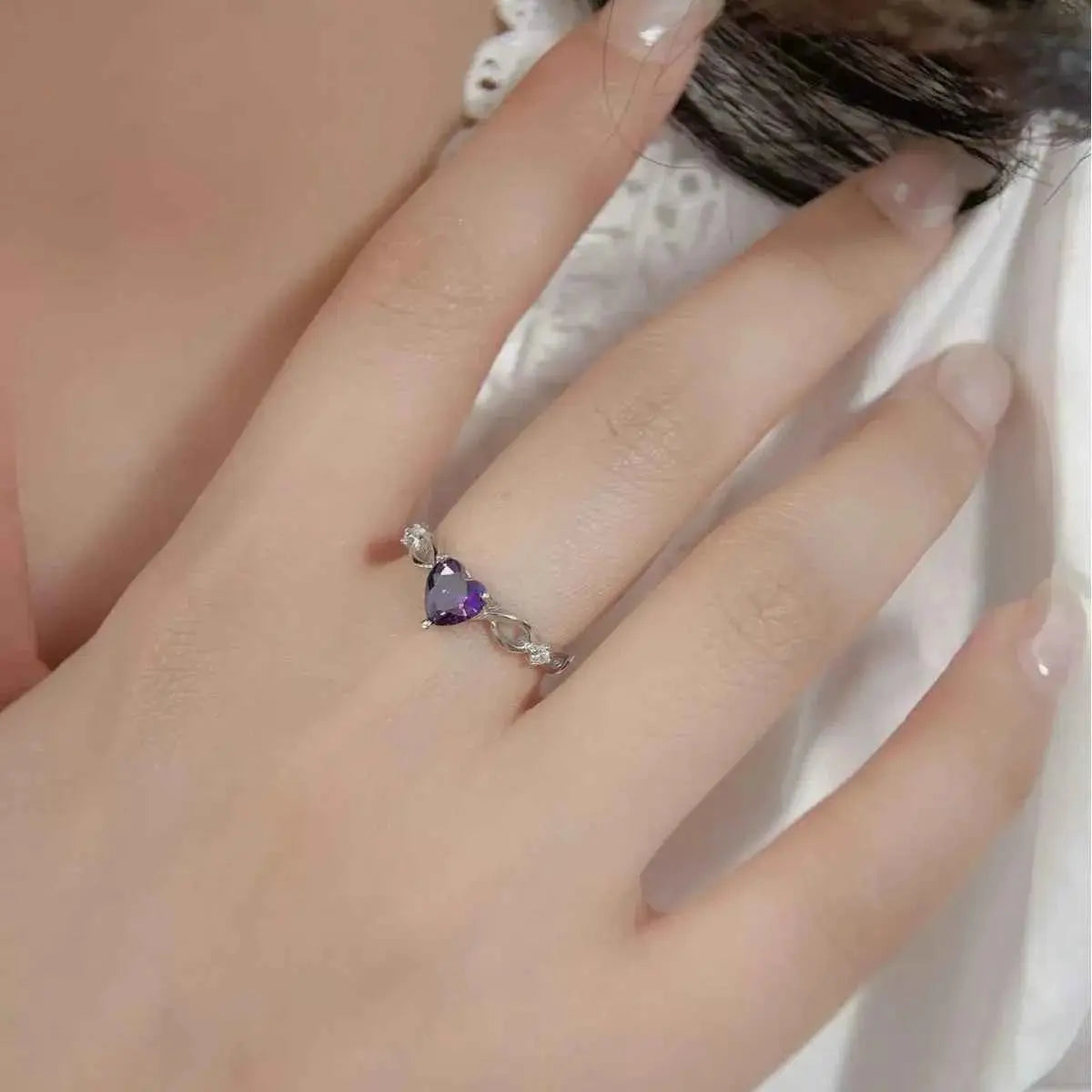 925 Sterling Silver Zircon Heart Ring