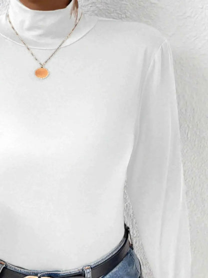 Plus Size Long Sleeve Fitted Turtleneck T-Shirt