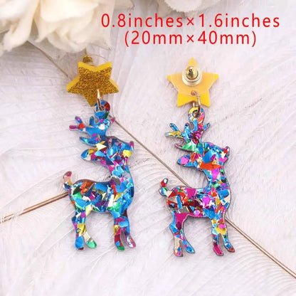 Acrylic Christmas Reindeer Dangle Earrings