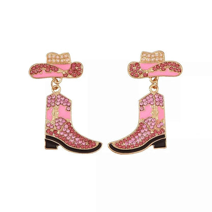 Rhinestone Boot Dangle Earrings