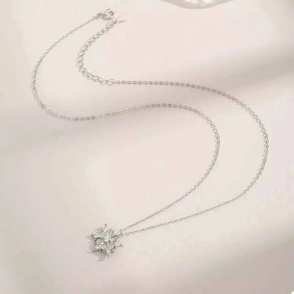 925 Sterling Silver Zircon Snowflake Necklace