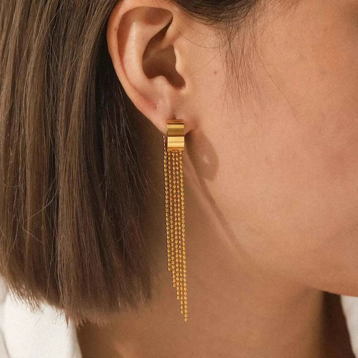 18K Gold-Plated Tassel Chain Earrings