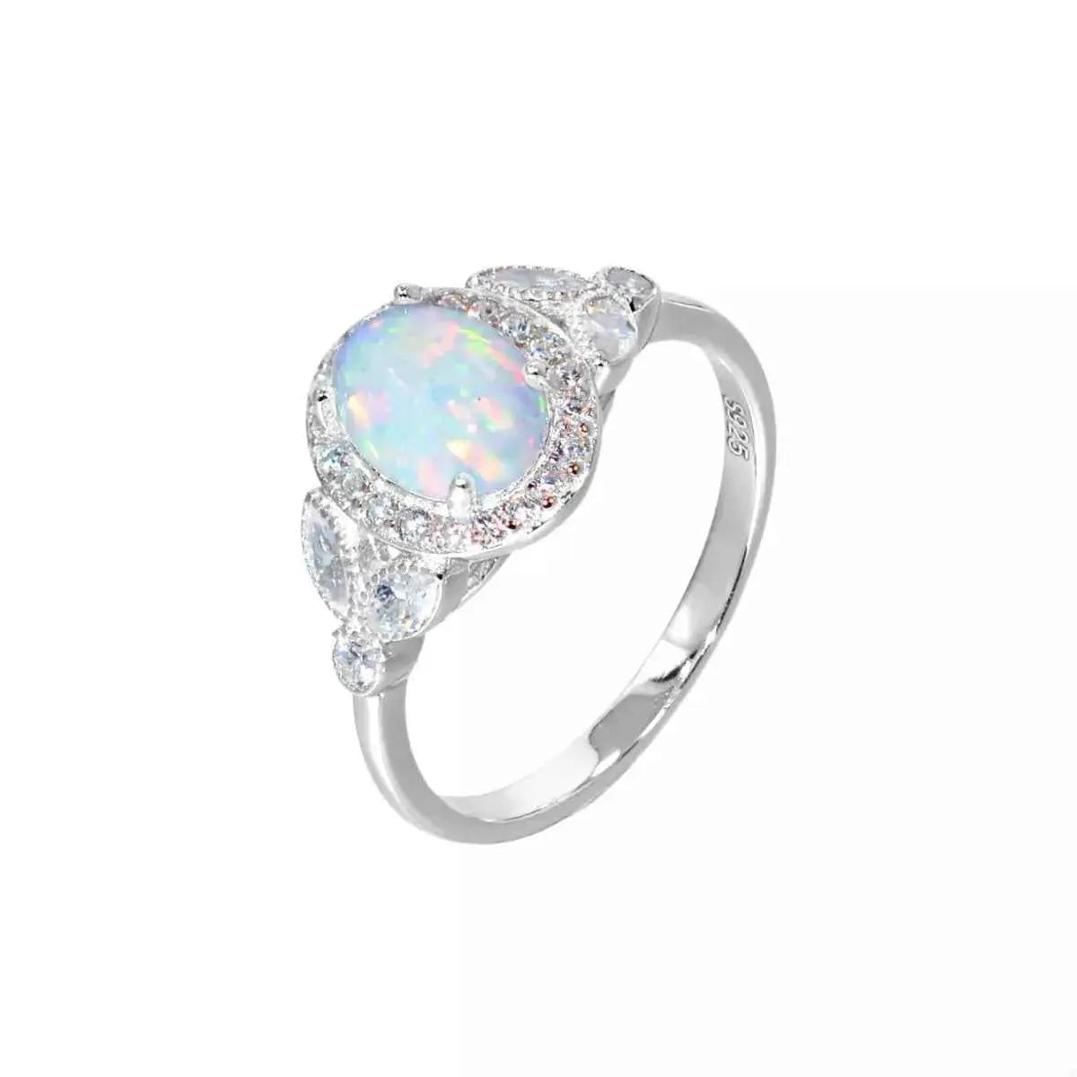 Moonstone 925 Sterling Silver Zircon Round Ring