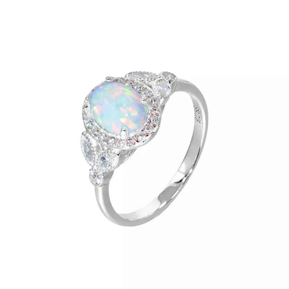 Moonstone 925 Sterling Silver Zircon Round Ring