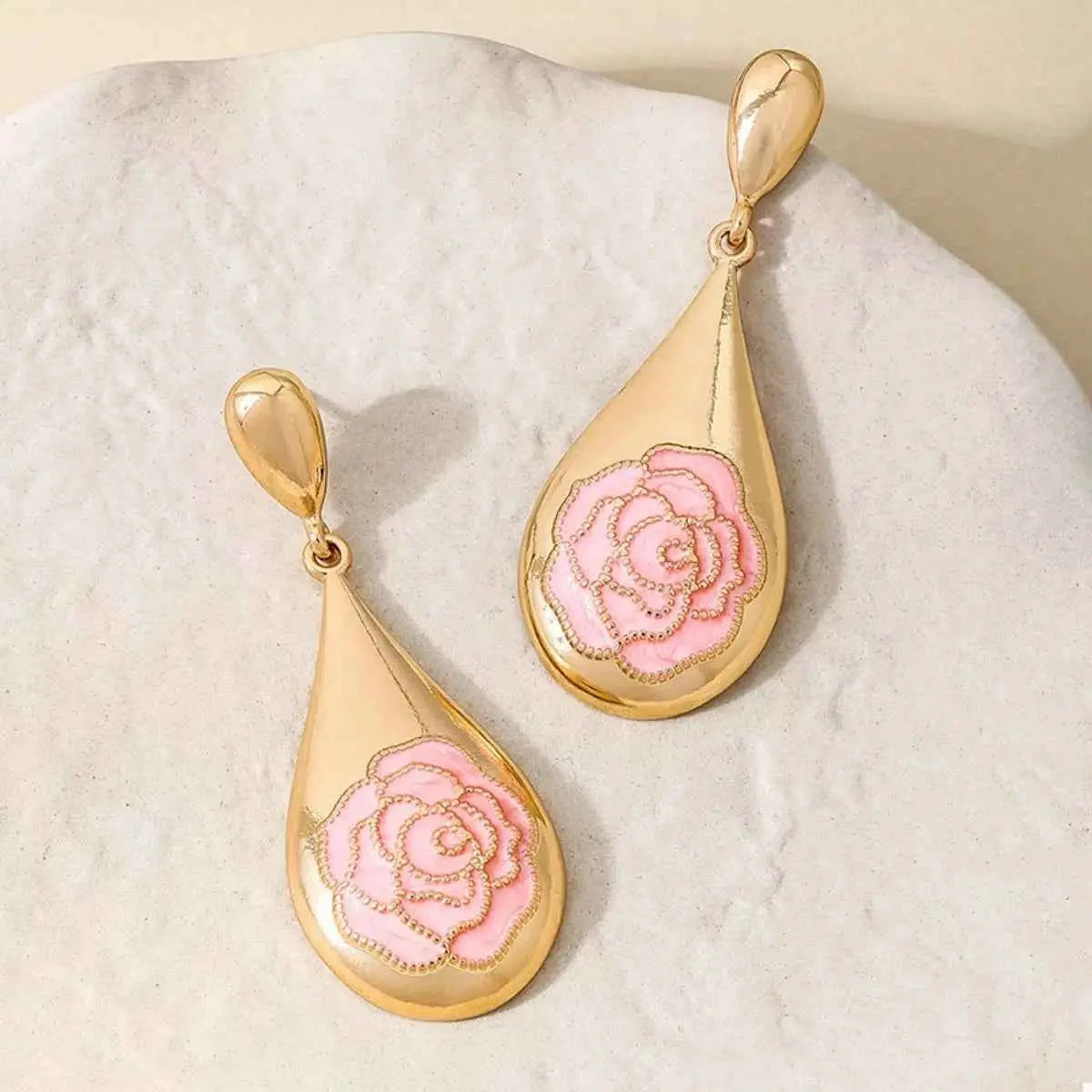 18K Gold-Plated Flower Teardrop Earrings