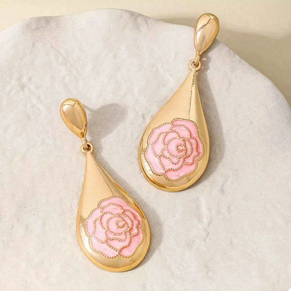 18K Gold-Plated Flower Teardrop Earrings